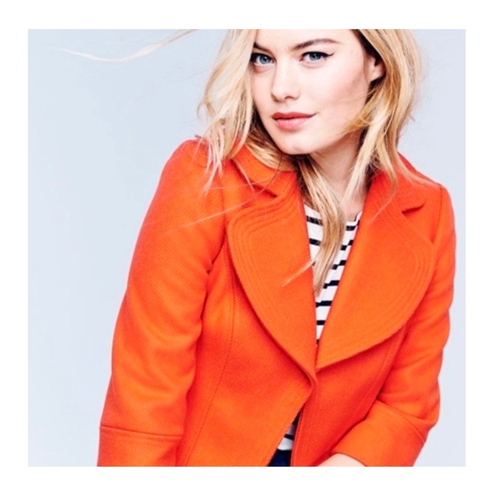 Boden Lola Jacket Orange Wool Blend Cropped Blazer Mod Retro 60s